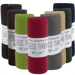 24 Wholesale Fleece Blankets 50" X 60" - 8 Assorted Colors