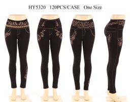 24 Wholesale Womens Legging With Floral Design