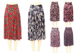 24 Wholesale Womens A Line Floral Skirt Assorted Pattern