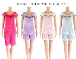 48 Wholesale Womens Summer Pajama With Ruffle In Assorted Color