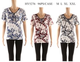 48 Pieces Womens Printed Floral Tee Shirt - Women's T-Shirts