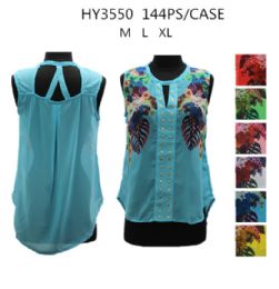 36 Wholesale Womens Fashion Summer Printed Top Assorted Colors
