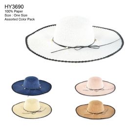 30 Wholesale Womens Paper Sun Hat Assorted Color