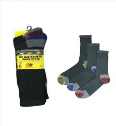 96 Wholesale Men's Assorted Color Diabetic Work Sock