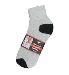 120 Pairs Women's Heather Grey With Black Heel & Toe Ankle Sock, Size 9-11 - Womens Ankle Sock