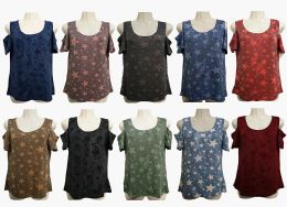 48 of Womens Assorted Color Star Tee