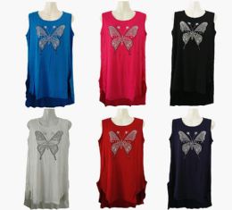 120 of Womens Assorted Color Butterfly Tank Top Size Assorted