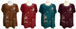 48 Pieces Womens Assorted Color Floral Tee Shirt - Women's T-Shirts