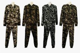 48 Pieces Athletic Full Zip Camo Jogger Sweatsuit Set Casual Sports Tracksuit - Womens Active Wear