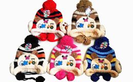 120 Wholesale Winter Warm Kids Animal Hat With Earcuff Cap And Pom Pom