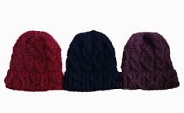 120 Pieces Womens Flower Knit Beanie Hat Shimmer Winter Warm - Winter Beanie Hats
