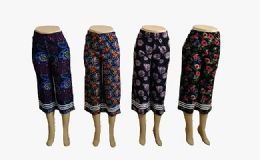 48 Wholesale Womens Loose Straight Floral Pants