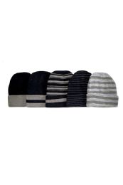 120 Pairs Men's Striped Winter Beanie Hats - Winter Beanie Hats