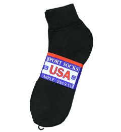120 Wholesale Men's Black Irregular Ankle Sock, Size 10-13