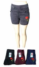 48 Wholesale Womens Solid Color Ultra Stretch Fitted Low Rise Shorts