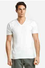 72 Bulk Men's Cotton V-Neck T-Shirt In Size Small In White