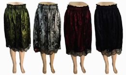 120 Wholesale Womens Lace Skirts Waistband Scalloped Floral Laced Midi Skirt For Women