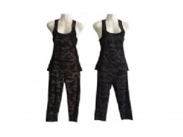 96 Pieces Womens Two Piece Tank Top Gym Set - Womens Active Wear