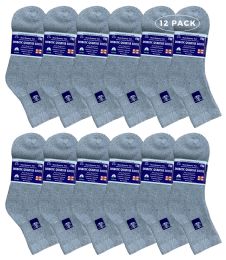 12 Wholesale Yacht & Smith Women's Loose Fit NoN-Binding Soft Cotton Diabetic Gray Ankle Socks Size 9-11
