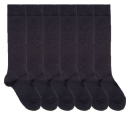 6 Pairs Yacht & Smith Womens Knee High Socks, Size 9-11 Solid Navy - Womens Knee Highs