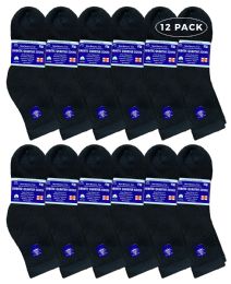 12 Wholesale Yacht & Smith Women's Diabetic Cotton Ankle Socks Soft NoN-Binding Comfort Socks Size 9-11 Black