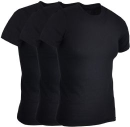 3 of Men's Cotton T-Shirt In Solid Black Size 3xlarge