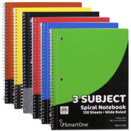 20 Bulk 3 Subject Notebook - Wide Ruled - 120 Sheets