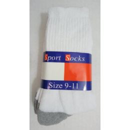600 Wholesale 3pr Ladies Crew Socks 9-11 [white W Gray Heel & Toe]