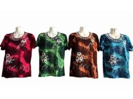 48 Wholesale Casual Comfy Loose Womens Top Floral