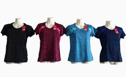120 Wholesale Womens Short Sleeve Yoga Tops Cool Dri Workout Size Assorted