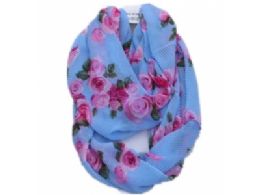 144 Pieces Womens Fashion Colorful Floral Infiniti Scarf - Womens Fashion Scarves