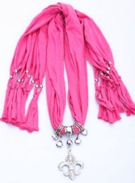 120 Pieces Womens Fashion Charm And Pendant Scarf In Pink - Womens Fashion Scarves