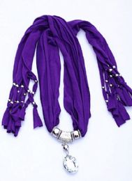 120 Pieces Womens Fashion Charm And Pendant Scarf In Purple - Womens Fashion Scarves