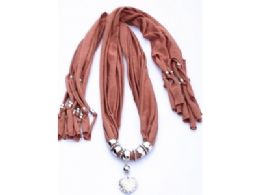 120 Pieces Womens Fashion Charm And Pendant Scarf In Blush - Womens Fashion Scarves