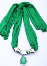 120 Pieces Womens Fashion Charm And Pendant Scarf In Green - Womens Fashion Scarves