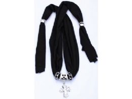 120 Pieces Womens Fashion Charm And Pendant Scarf In Black - Womens Fashion Scarves