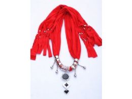 120 Pieces Womens Fashion Charm And Pendant Scarf In Red - Womens Fashion Scarves