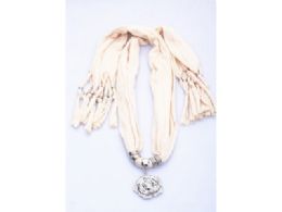 120 Pieces Womens Fashion Charm And Pendant Scarf In Ivory - Womens Fashion Scarves