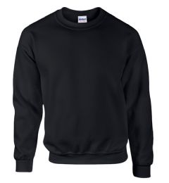 12 Wholesale Gildan Unisex Black Crew Neck Sweatshirt, Size Small