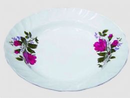 96 Pieces Plastic Rose Patter Plate - Plastic Bowls and Plates