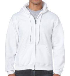 24 Wholesale Cotton Plus Adult White Hooded Zipper, Size Medium