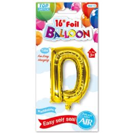 96 Pieces Sixteen Inch Balloon Gold Letter D - Balloons & Balloon Holder