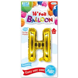 96 Wholesale Sixteen Inch Balloon Gold Letter H