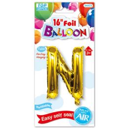 96 Wholesale Sixteen Inch Balloon Gold Letter N