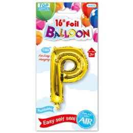 96 Wholesale Sixteen Inch Balloon Gold Letter P
