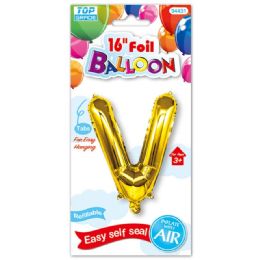 96 Wholesale Sixteen Inch Balloon Gold Letter V