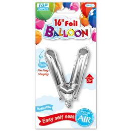 96 Wholesale Sixteen Inch Balloon Silver Letter V