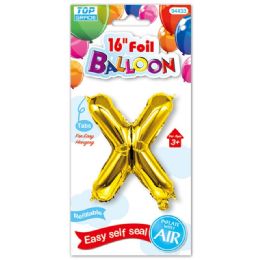 96 Wholesale Sixteen Inch Balloon Gold Letter X