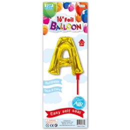 96 Wholesale Sixteen Inch Gold Foil Balloon Letter A With Stick