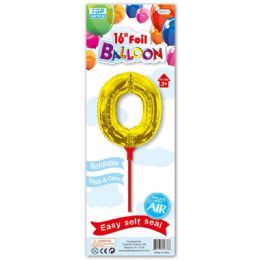 96 Wholesale Sixteen Inch Gold Foil Balloon Letter O With Stick